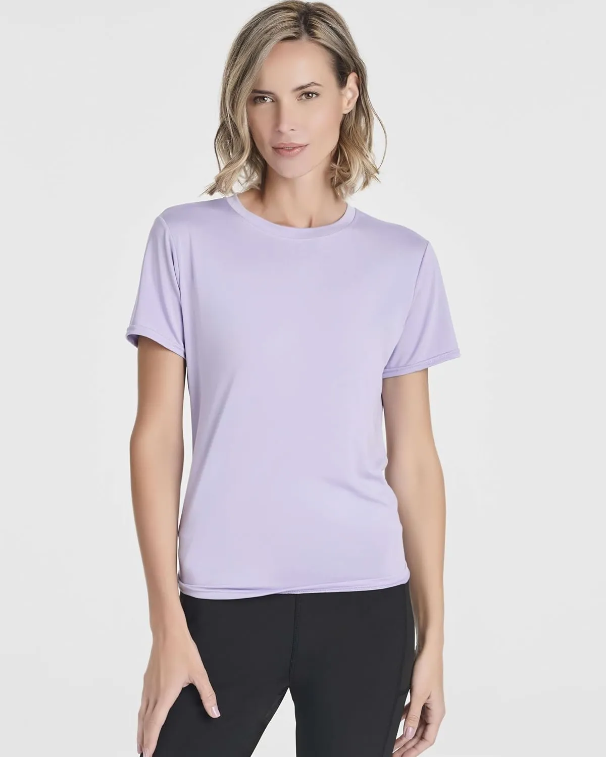 Real Essentials 5 Pack: Women's Short Sleeve Open Back Tie Back Dry-Fit T-Shirt Yoga Gym Workout Top
