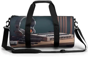 Recorder with Headphones Sport Gym Duffle Travel Bag for Women Men Overnight Weekender Bag with Shoe Compartment,Wet Pocket, 17.7in/9in/9in, style