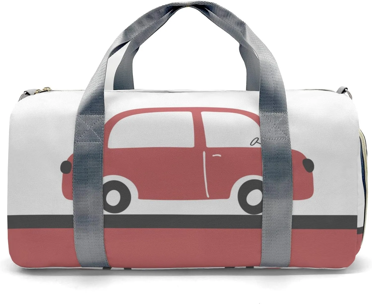 Red Car Personalized Duffel Bag,Custom Travel Gym Bag with Name,Waterproof Sports Overnight Bag with Shoe Compartment & Shoulder Strap