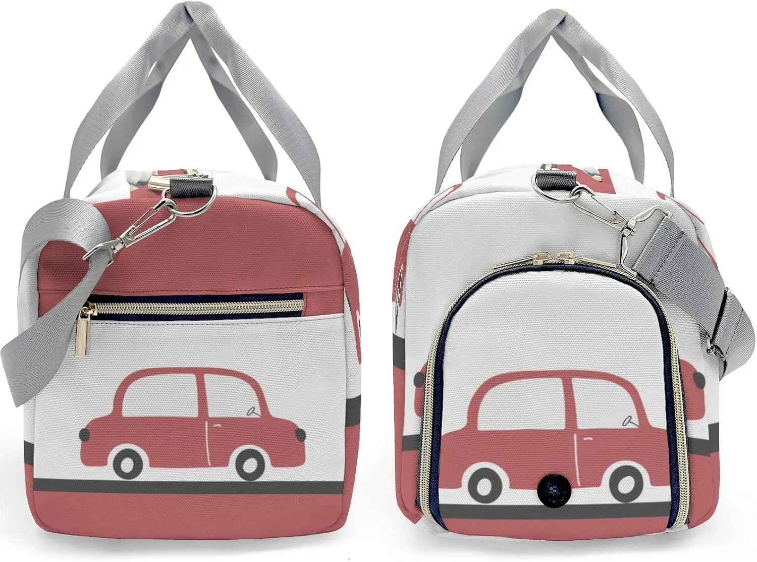 Red Car Personalized Duffel Bag,Custom Travel Gym Bag with Name,Waterproof Sports Overnight Bag with Shoe Compartment & Shoulder Strap