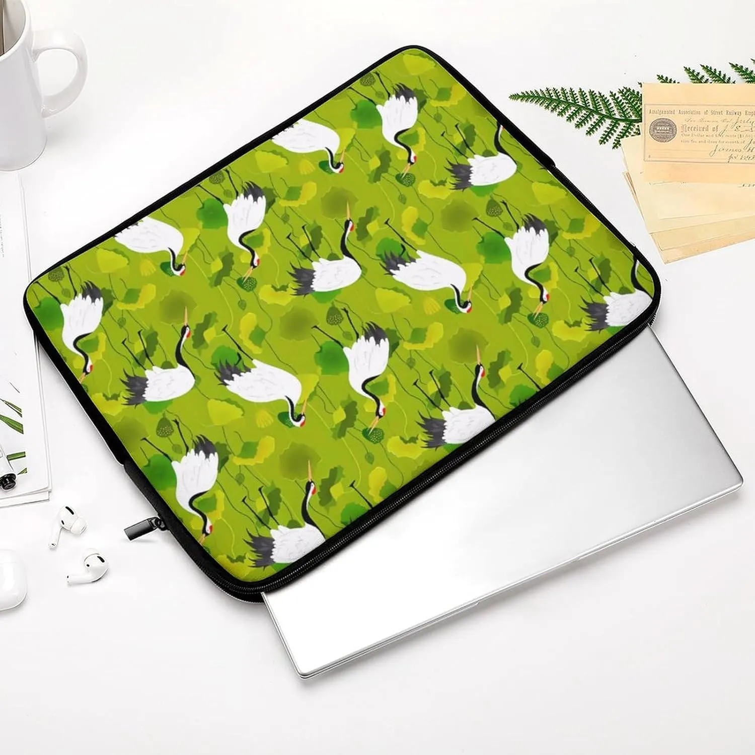 Red-Crowned Crane Birds Laptop Bag Travel Notebook Laptops Sleeve 15inch for Men Women Computer Shockproof Storage Bag Business Trip Camping Organizer Protective Zipper Carry Case