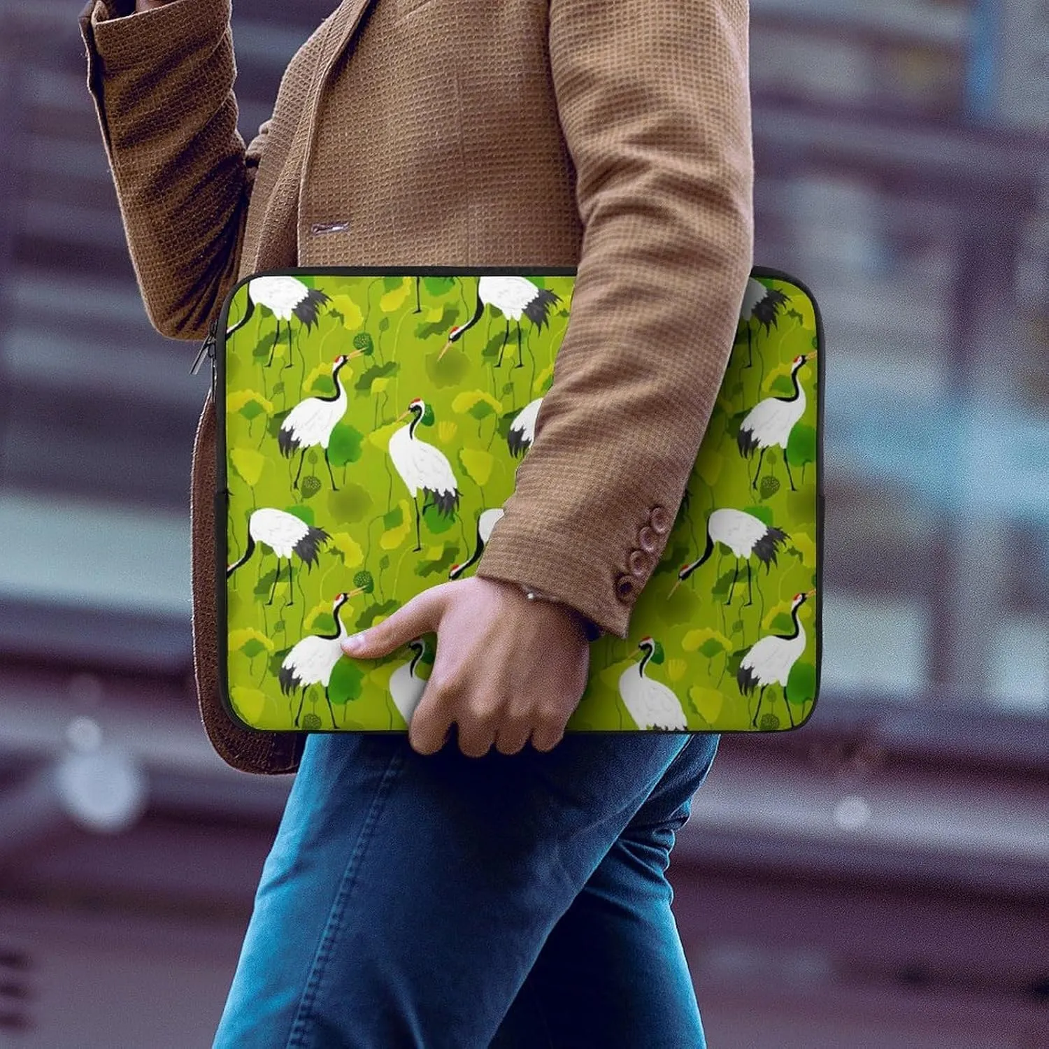 Red-Crowned Crane Birds Laptop Bag Travel Notebook Laptops Sleeve 15inch for Men Women Computer Shockproof Storage Bag Business Trip Camping Organizer Protective Zipper Carry Case