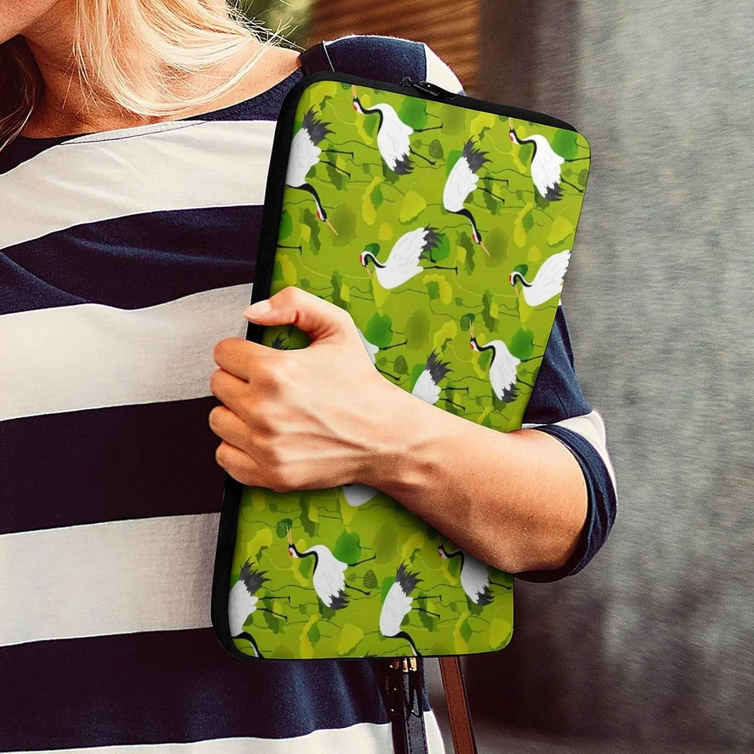 Red-Crowned Crane Birds Laptop Bag Travel Notebook Laptops Sleeve 15inch for Men Women Computer Shockproof Storage Bag Business Trip Camping Organizer Protective Zipper Carry Case