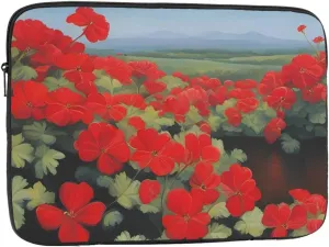 Red Geranium Potted Plant Pattern Shockproof Portable Laptop 17 inch Sleeve Bag for Men and Women - Ideal for Business Travel, School, and Daily Use