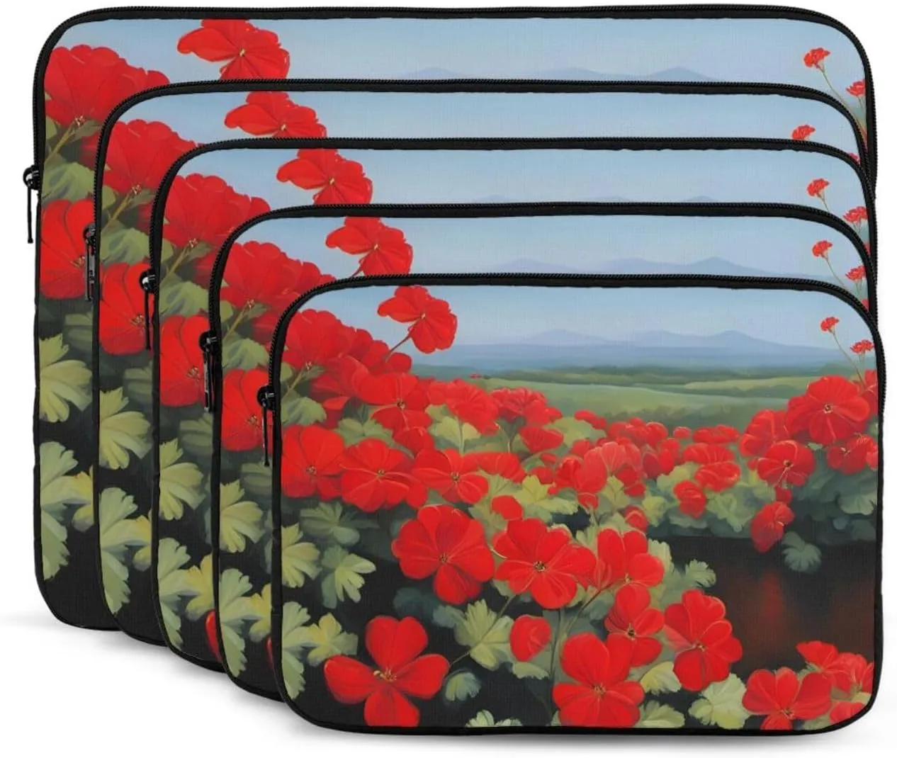 Red Geranium Potted Plant Pattern Shockproof Portable Laptop 17 inch Sleeve Bag for Men and Women - Ideal for Business Travel, School, and Daily Use