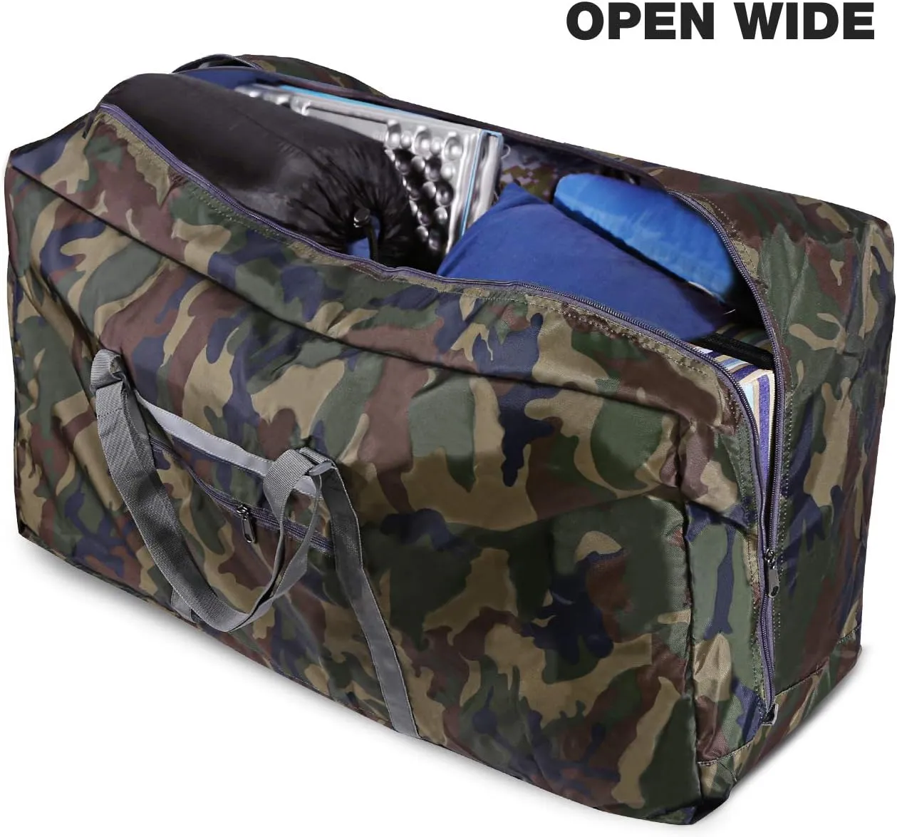 REDCAMP 100L Foldable Extra Large Duffle Bag 31 Inch, Lightweight Travel Duffel Bag with Adjustable Strap for Men Women, Black/Dark Blue/Red