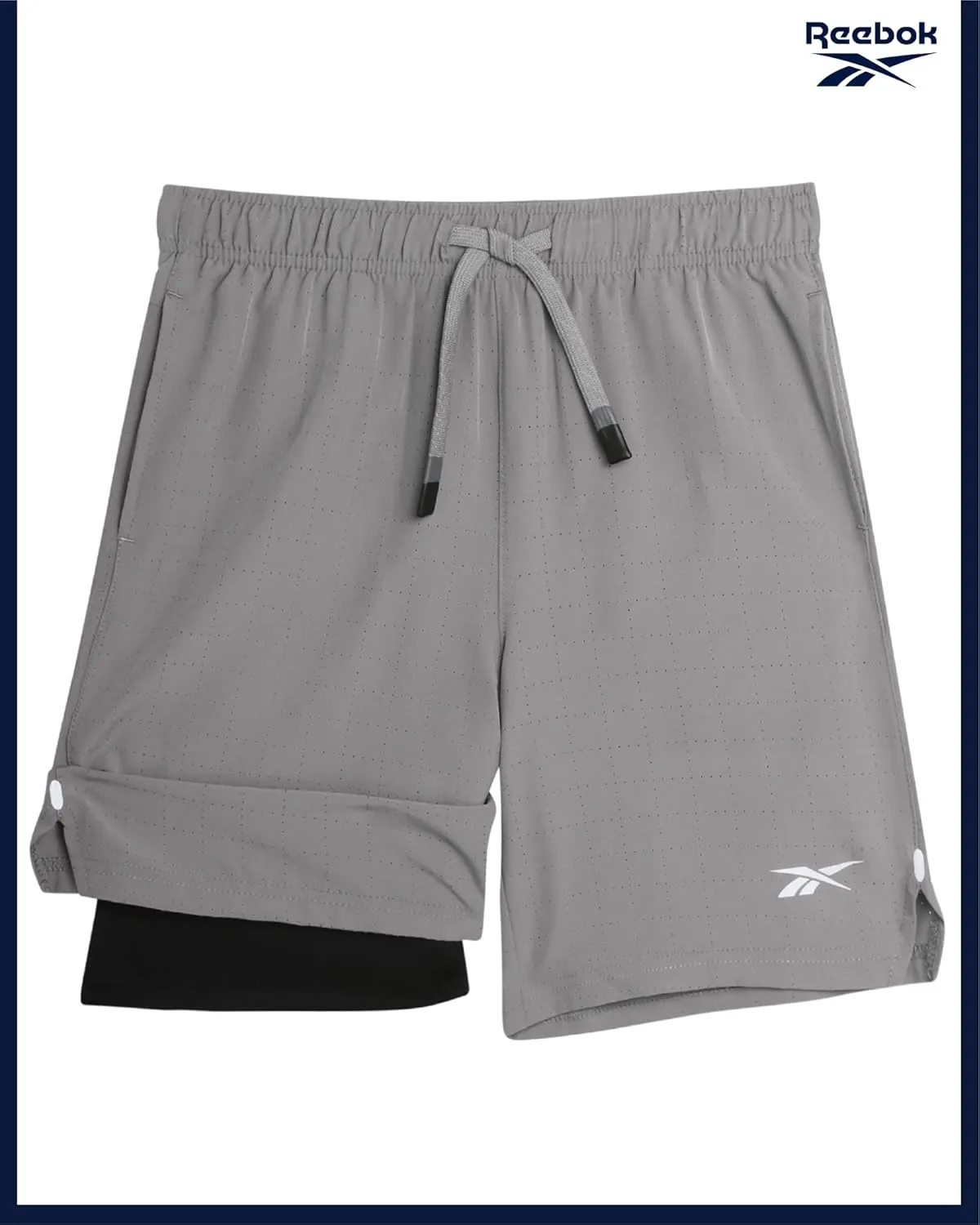 Reebok Boys Athletic Shorts 2 Pack – 2-in-1 Boys Basketball Shorts with Compression Liner – Quick Dry Running Shorts