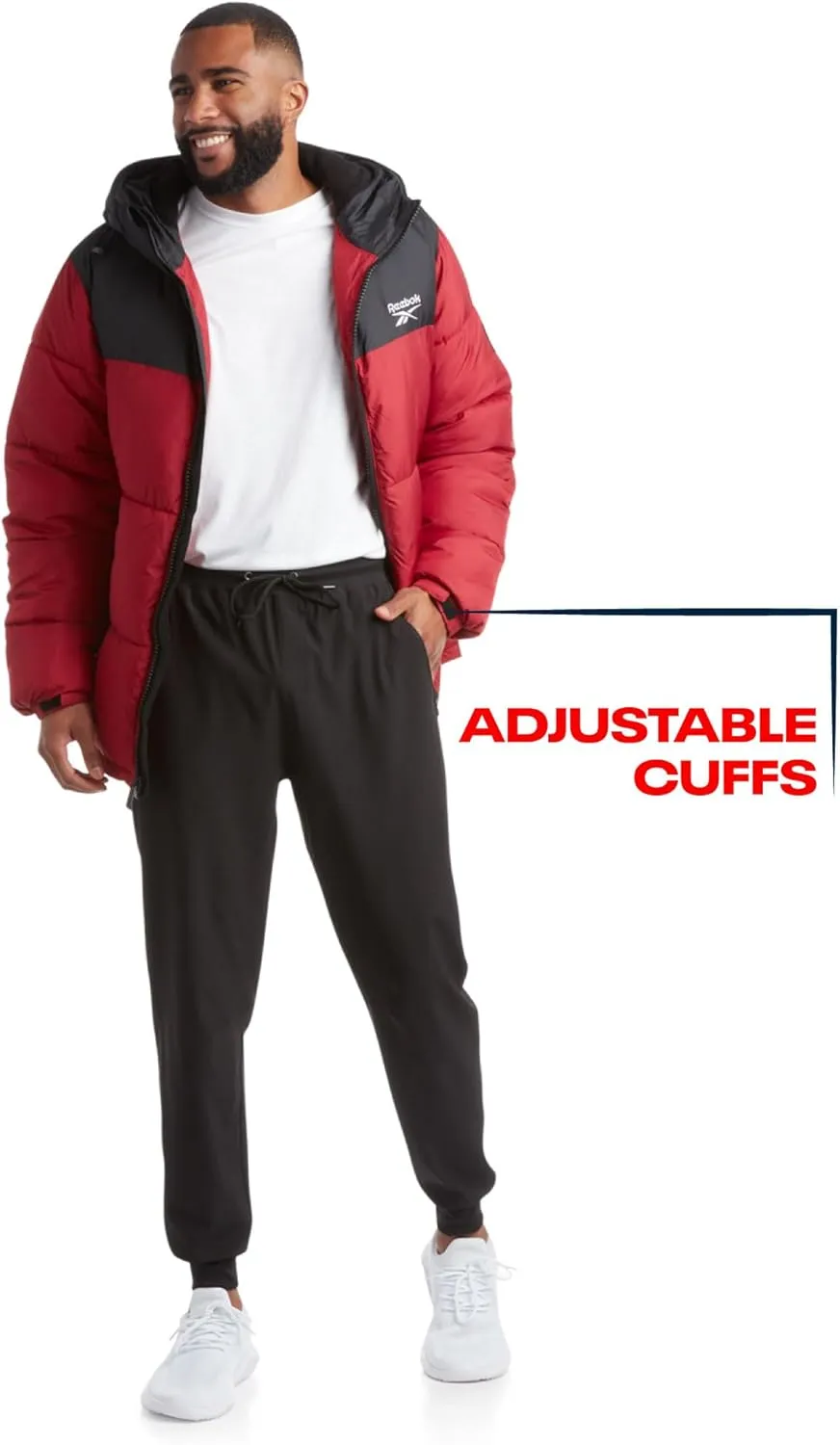 Reebok Mens Puffer Jacket - Heavyweight Quilted Mens Jacket with Wide Hood - Weather Resistant Winter Jackets for Men (S-XL)