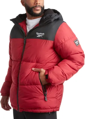 Reebok Mens Puffer Jacket - Heavyweight Quilted Mens Jacket with Wide Hood - Weather Resistant Winter Jackets for Men (S-XL)