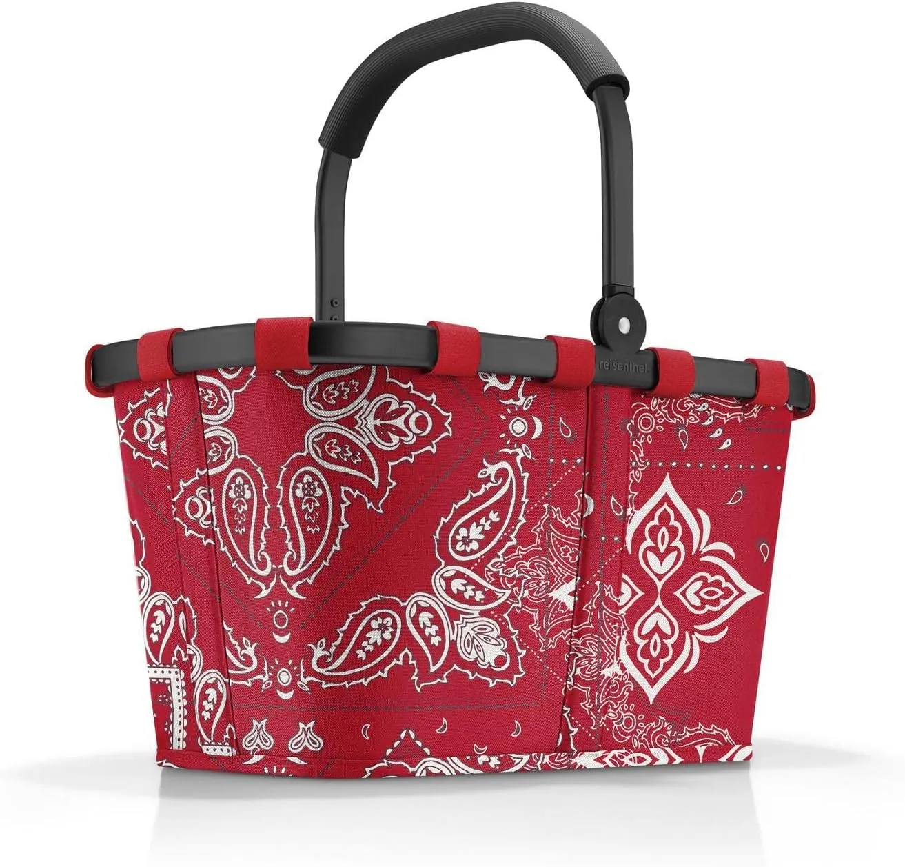 Reisenthel Carrybag Frame Bandana, Red, Sturdy Shopping Basket with Lots of Storage Space and Practical Inner Pocket, Elegant and Water-Repellent, Bandana Red, standard size, Casual