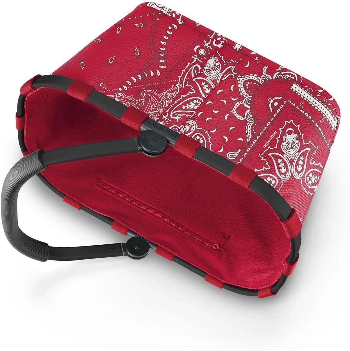 Reisenthel Carrybag Frame Bandana, Red, Sturdy Shopping Basket with Lots of Storage Space and Practical Inner Pocket, Elegant and Water-Repellent, Bandana Red, standard size, Casual