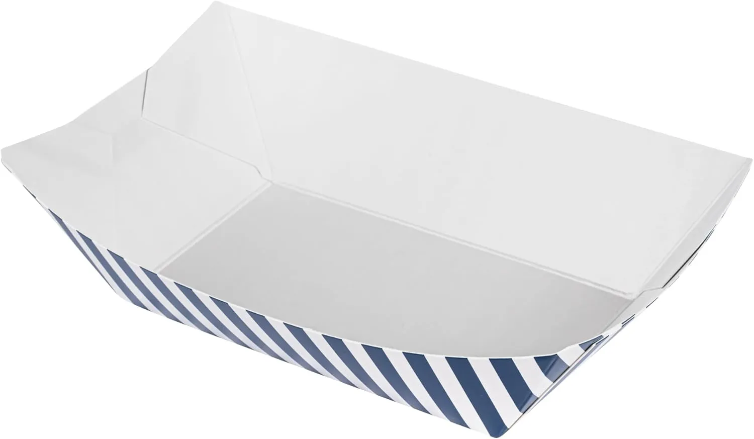 Restaurantware Bio Tek 1 Pound Food Boats, 50 Disposable Paper Food Trays - Heavy-Duty, Greaseproof, Striped Paper Food Boats, For Snacks, Appetizers, Or Treats, Use At Parties Or Carnivals