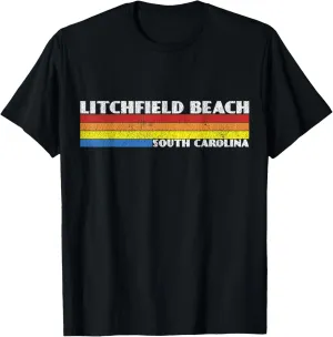 Retro 80s South Carolina SC Souvenir Litchfield Beach T-Shirt