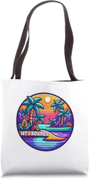 Retro 90's Tropical Island Let's Bounce Tote Bag