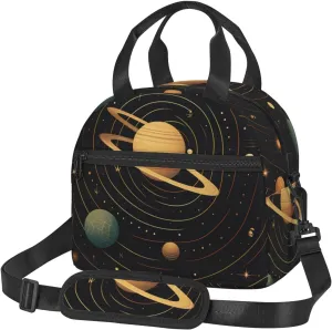 Retro astronomical pattern Lunch Bag for Women Men Insulated Lunch Box Reusable Leakproof Lunch Tote Bags Cooler Food Containers Large Meal Bag for Work Travel Outdoor