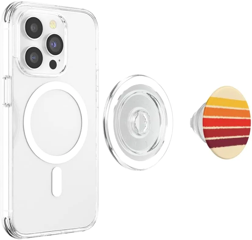 Retro Sunset Stripes 70s 80s Aesthetic Grunge Brush Stripe PopSockets PopGrip for MagSafe