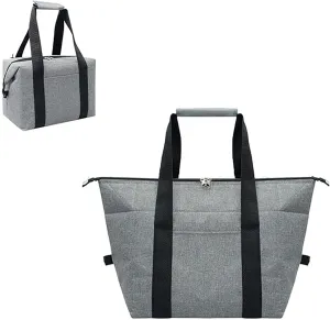 Reusable Insulated Cooler Tote Bag with Zipper for Grocery, Leakproof Thermal Shopping Bag with Insulation Foam, Cooler Bag for Cold Hot Food, Picnic, Travel or Beach