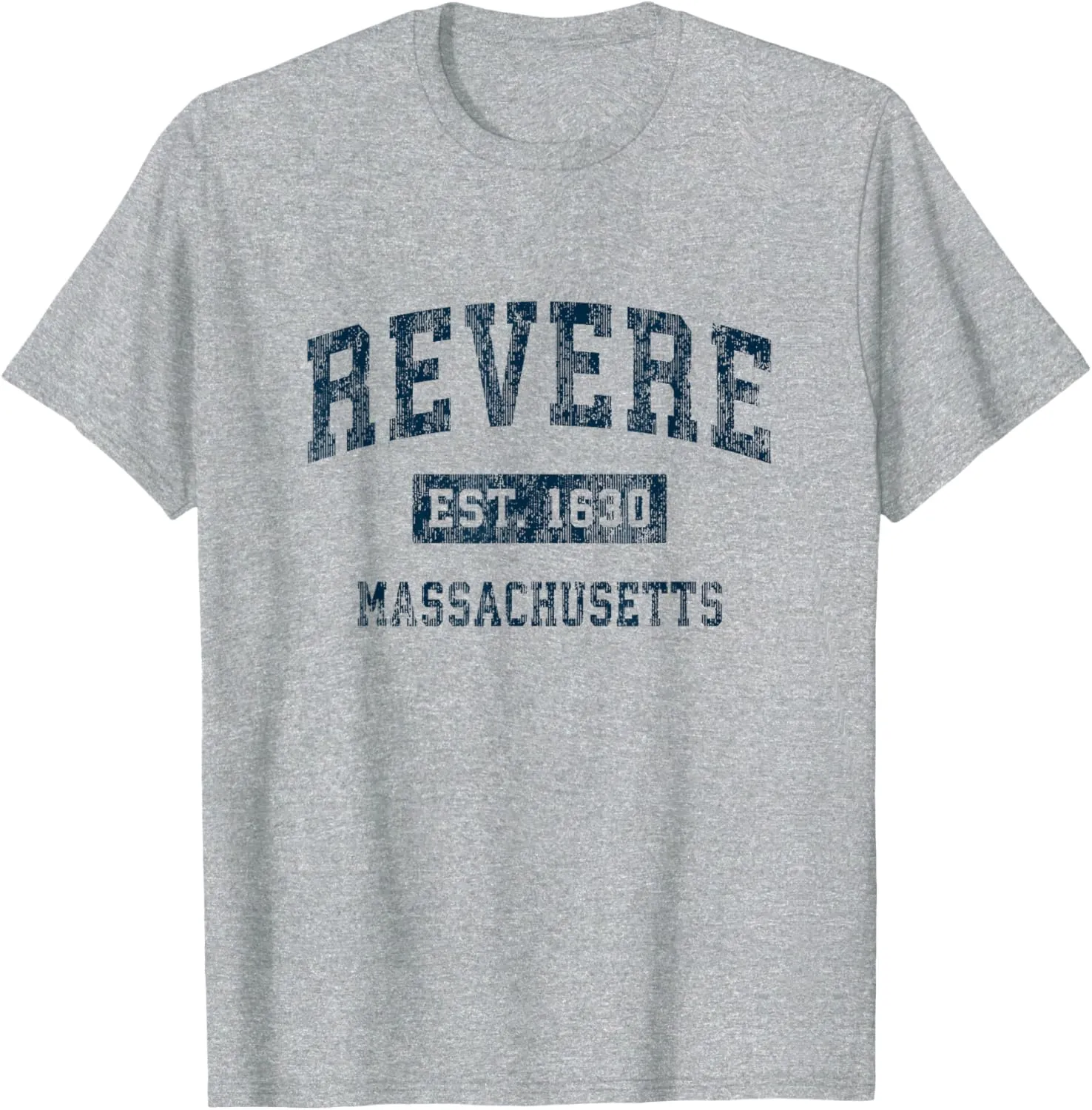Revere Massachusetts MA Vintage Sports Design Navy Print T-Shirt