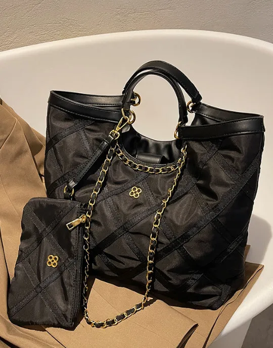Rhombus Design High capacity Big Shoulder &Mini Bag Set