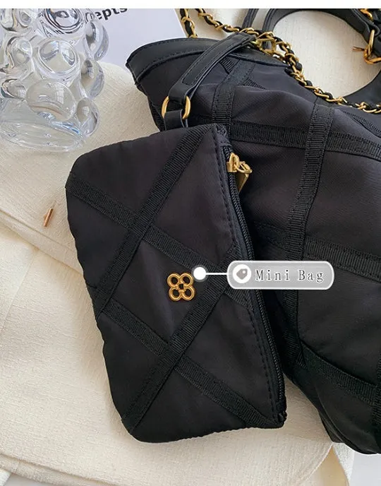 Rhombus Design High capacity Big Shoulder &Mini Bag Set