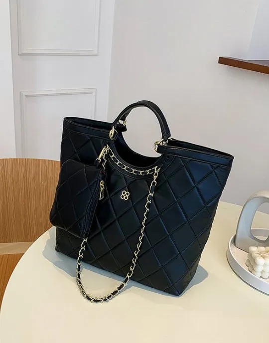 Rhombus Design High capacity Big Shoulder &Mini Bag Set