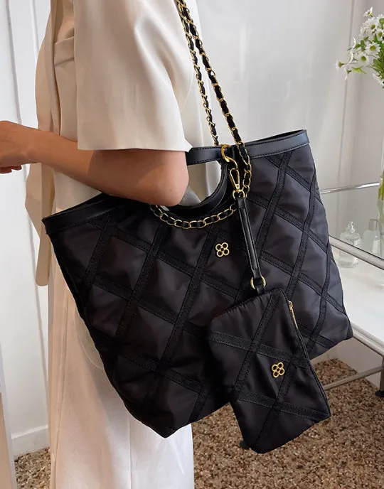 Rhombus Design High capacity Big Shoulder &Mini Bag Set