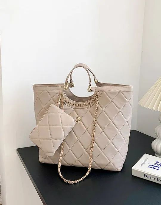 Rhombus Design High capacity Big Shoulder &Mini Bag Set