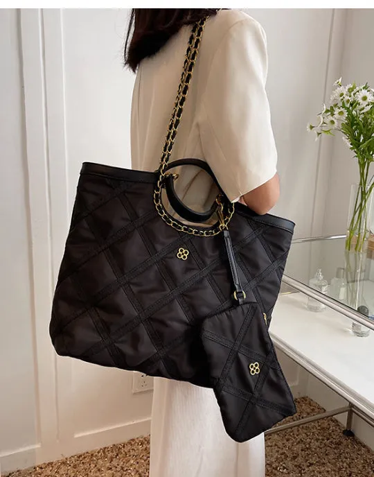 Rhombus Design High capacity Big Shoulder &Mini Bag Set