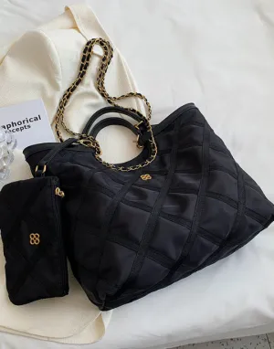 Rhombus Design High capacity Big Shoulder &Mini Bag Set