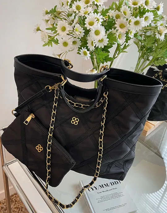 Rhombus Design High capacity Big Shoulder &Mini Bag Set
