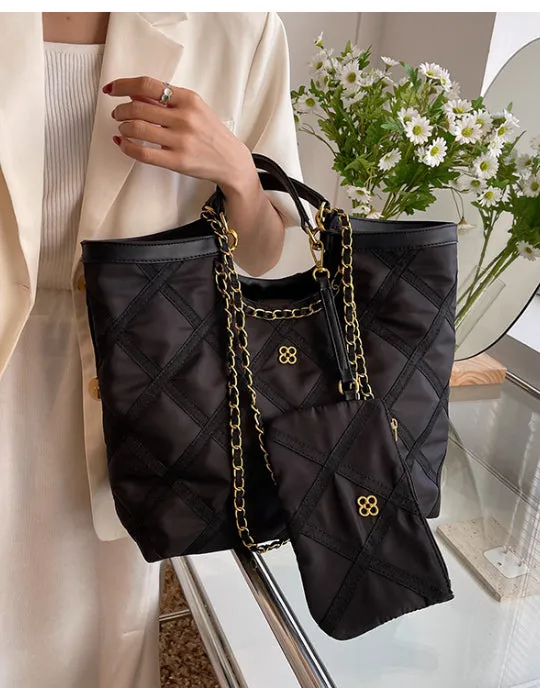Rhombus Design High capacity Big Shoulder &Mini Bag Set