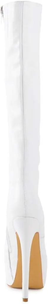 Richealnana Women's Men's Platform Lace Up Zipper Side Knee High Boots