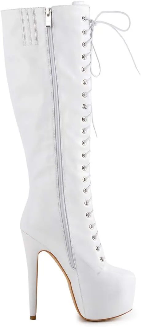 Richealnana Women's Men's Platform Lace Up Zipper Side Knee High Boots