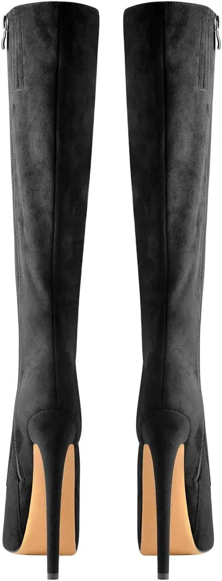 Richealnana Women's Men's Platform Lace Up Zipper Side Knee High Boots