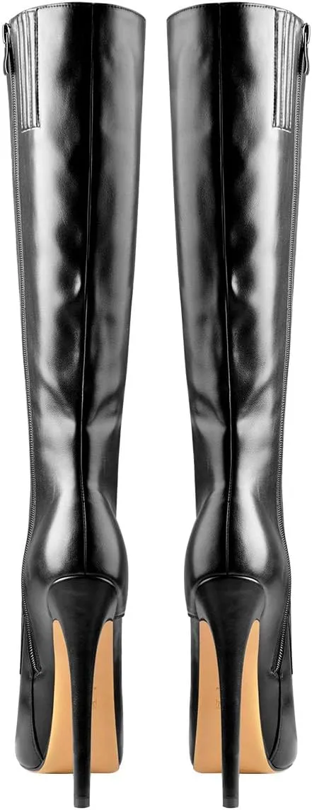 Richealnana Women's Men's Platform Lace Up Zipper Side Knee High Boots