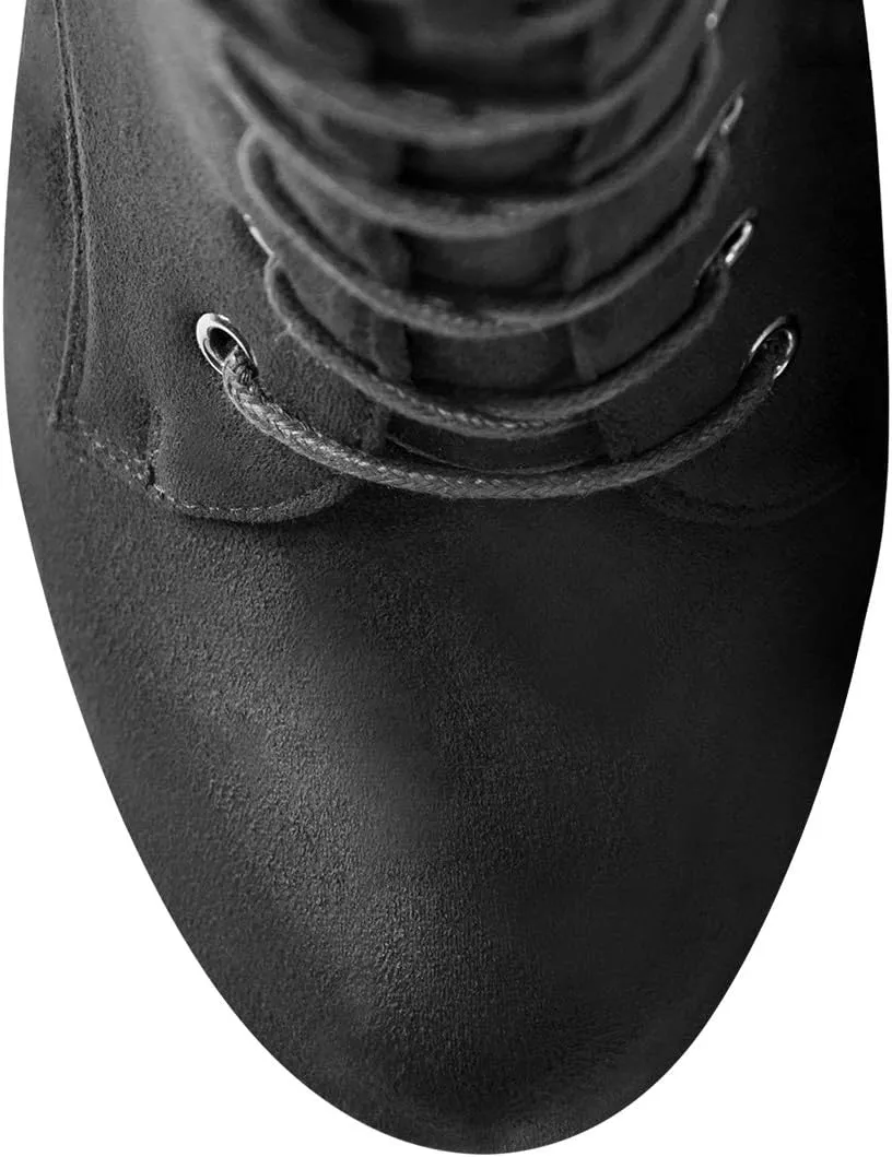 Richealnana Women's Men's Platform Lace Up Zipper Side Knee High Boots