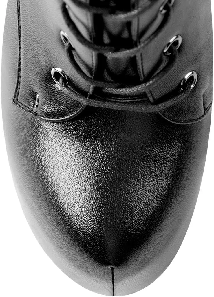 Richealnana Women's Men's Platform Lace Up Zipper Side Knee High Boots