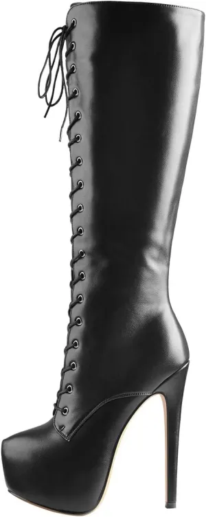 Richealnana Women's Men's Platform Lace Up Zipper Side Knee High Boots