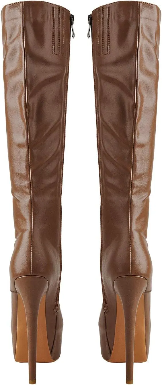 Richealnana Women's Men's Platform Lace Up Zipper Side Knee High Boots