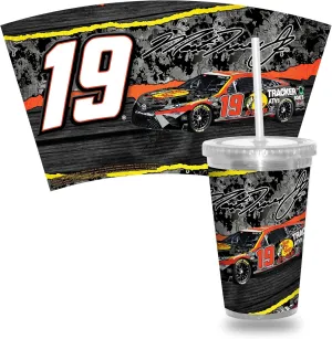 Rico Industries NASCAR Racing Martin Truex Jr #19 Bass Pro Shops 2023 Team 16oz Clear Tumbler W/Straw - Team Colored Travel Tumbler - Keeps Drinks Cold or Hot