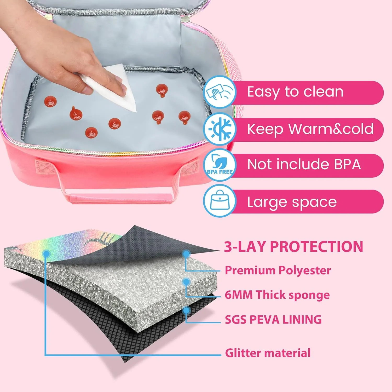 RLGPBON Kids Lunch Bag,Insulated Lunch Box for Girls Boys,Lunch Bag Toddler Teen,School Daycare Cute Travel bags