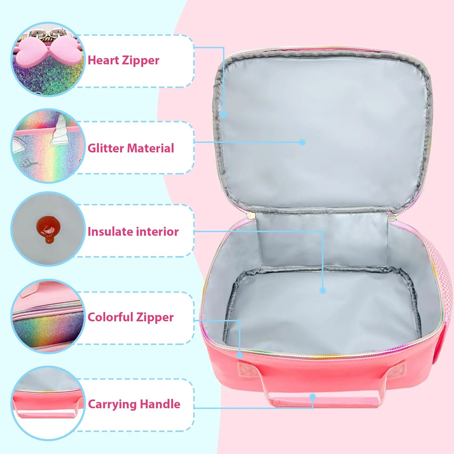 RLGPBON Kids Lunch Bag,Insulated Lunch Box for Girls Boys,Lunch Bag Toddler Teen,School Daycare Cute Travel bags