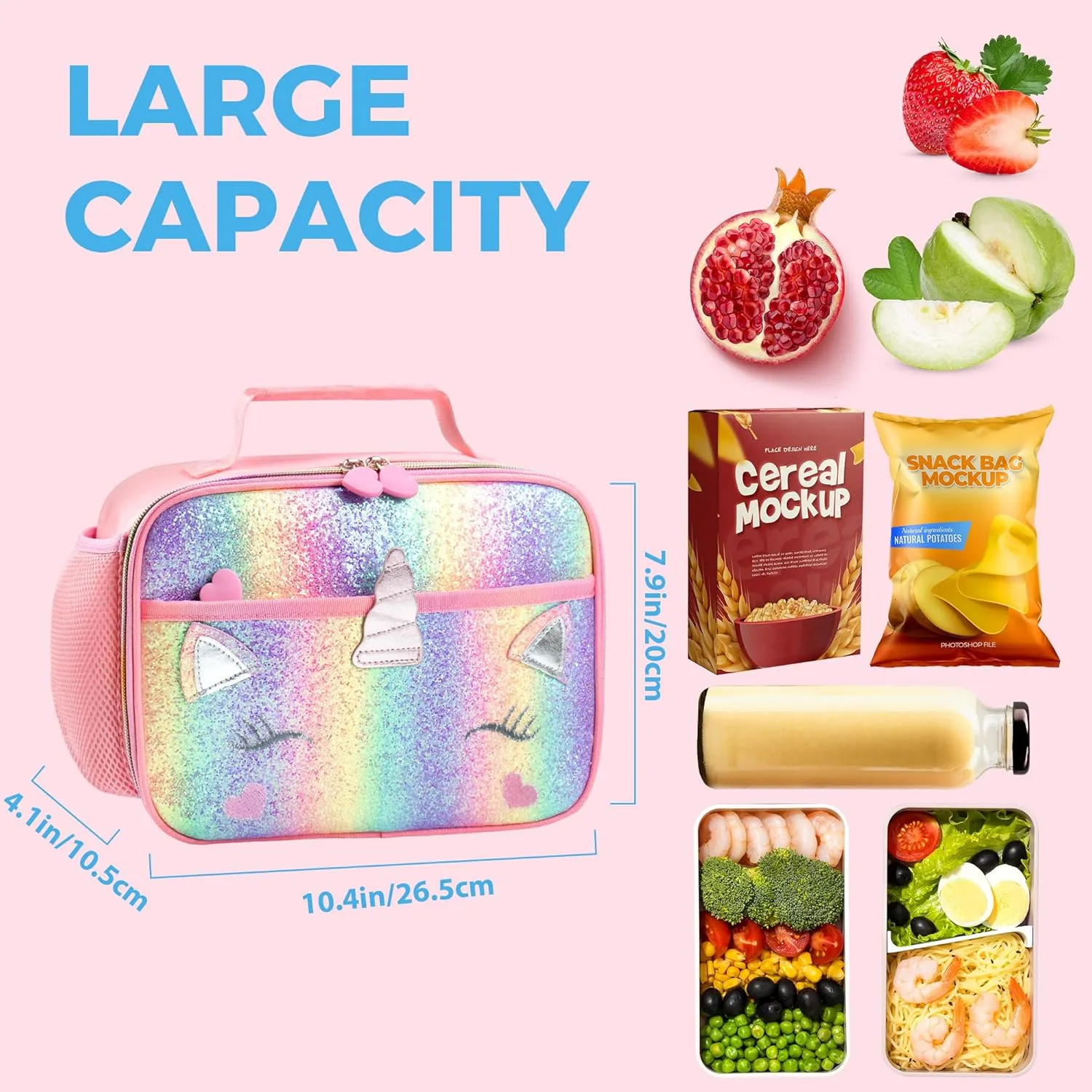 RLGPBON Kids Lunch Bag,Insulated Lunch Box for Girls Boys,Lunch Bag Toddler Teen,School Daycare Cute Travel bags