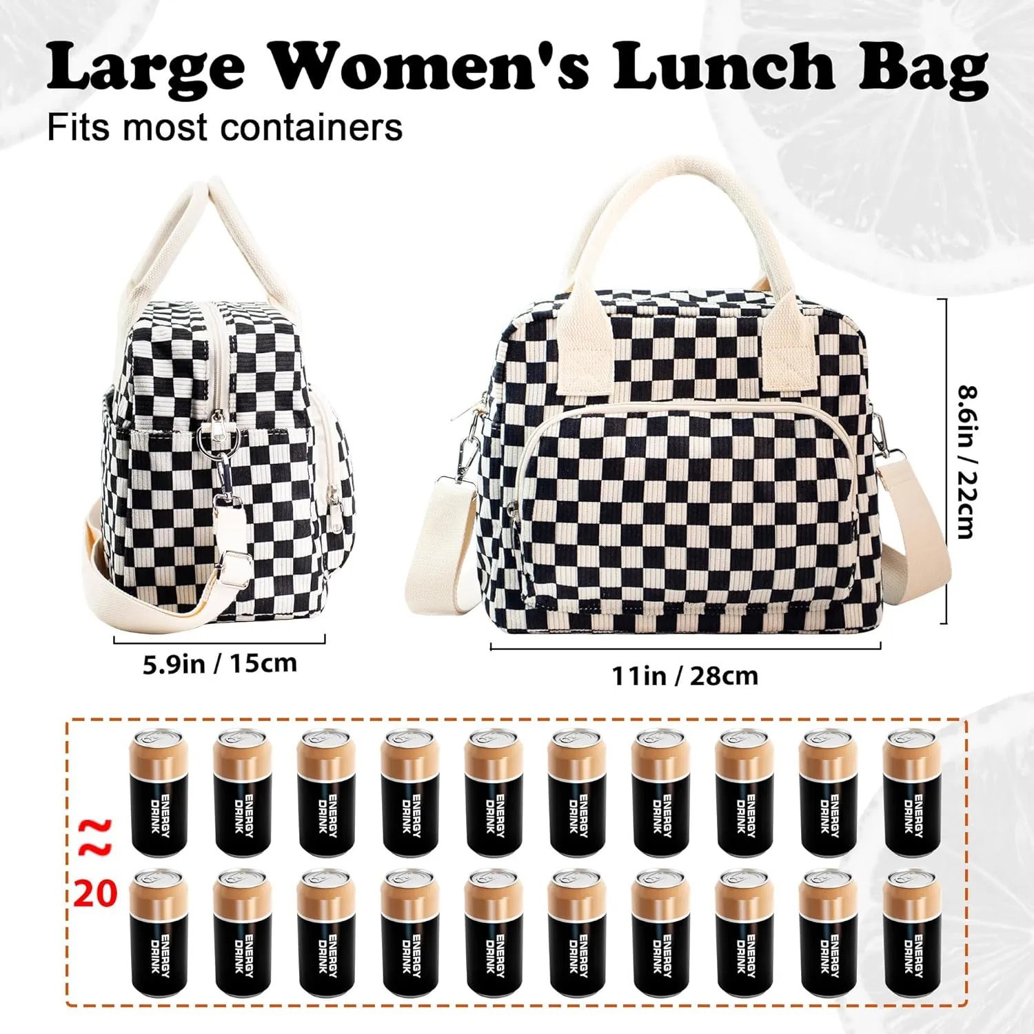 RLGPBON Lunch Bag Women Girls Large Lunch Box Insulated Tote Bag, Cute Corduroy Reusable Lunch Box for Adult for Work Picnic or Travel