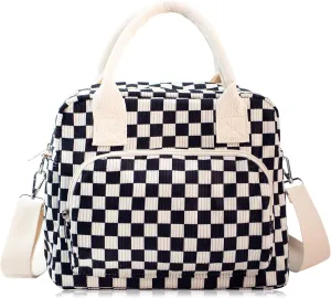 RLGPBON Lunch Bag Women Girls Large Lunch Box Insulated Tote Bag, Cute Corduroy Reusable Lunch Box for Adult for Work Picnic or Travel