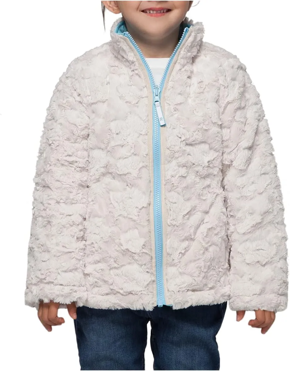 Rokka&Rolla Girls' Reversible Water-Resistant Teddy Sherpa Fleece Puffer Jacket Winter Coat