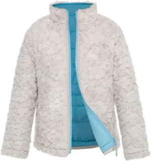 Rokka&Rolla Girls' Reversible Water-Resistant Teddy Sherpa Fleece Puffer Jacket Winter Coat