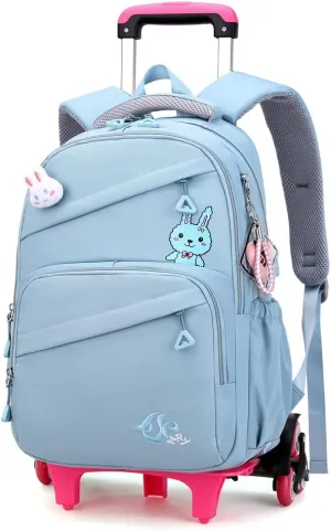 Rolling Backpack for Girls Trolley BookBag with Wheels Elementary and Middle School Luggage Travel Bag