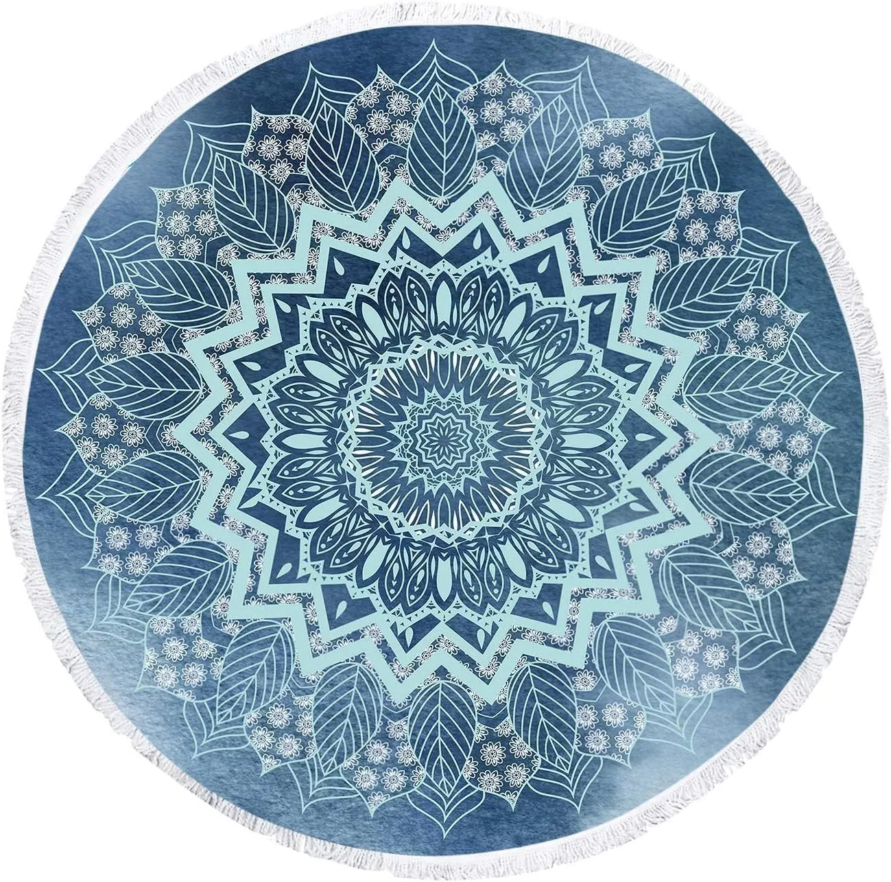 RosieLily Round Mandala Beach Towel, Microfiber Hippie Boho Extra Large Sand Proof Quick Dry Beach Blanket, Circle Pool Picnic Table Mediation Yoga Mat, 59 inch Towel with Tassels Gifts for Women