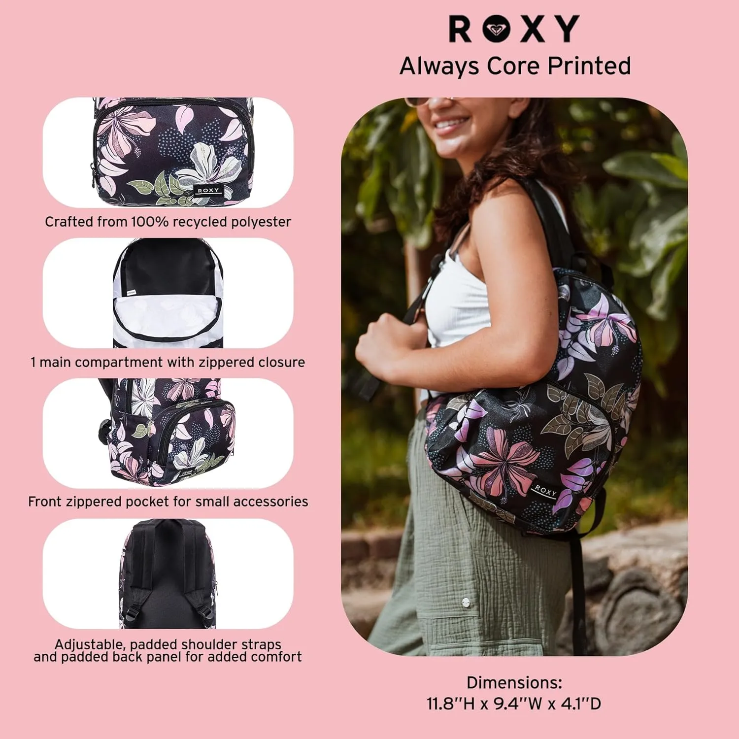 Roxy Women Always Core Mini Backpack, Banana Cream Stripe, One Size